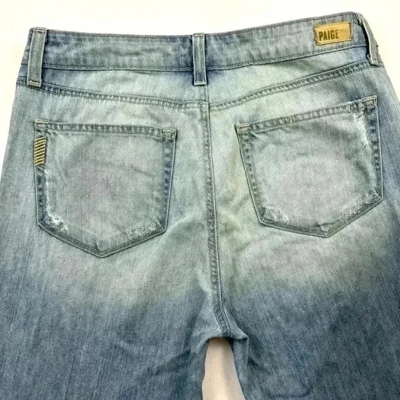 Paige Callie Crop Broke Distress Light Wash Boyfriend Midrise Ankle Jean Size 28 - Picture 7 of 15